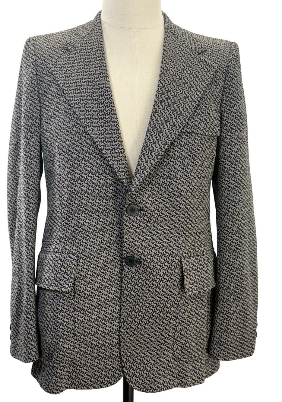 Vintage 70s Men's Medium 40R Gay Blade Houndstooth Double Knit Sport Coat